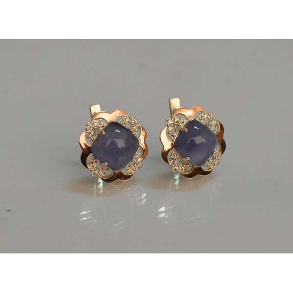 Серебряные серьги с золотыми вставками (165с)