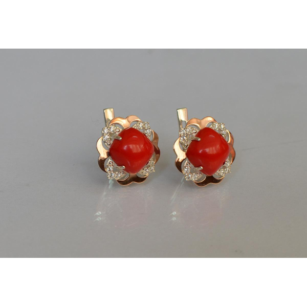 Серебряные серьги с золотыми вставками (165с)