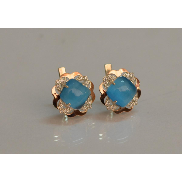 Серебряные серьги с золотыми вставками (165с)