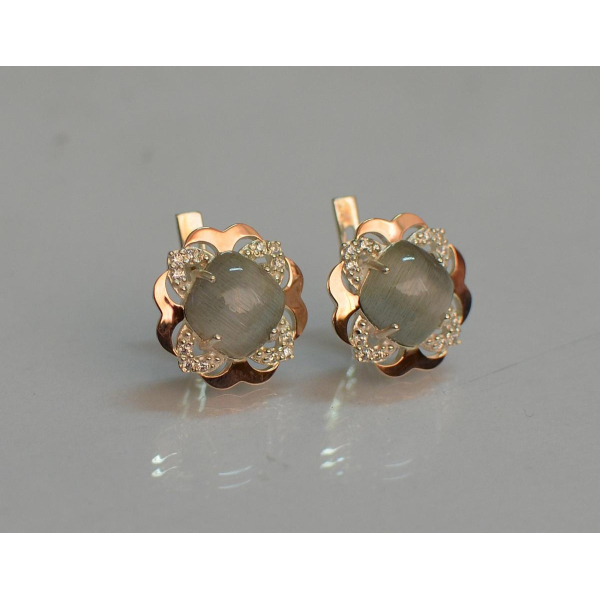 Серебряные серьги с золотыми вставками (165с)