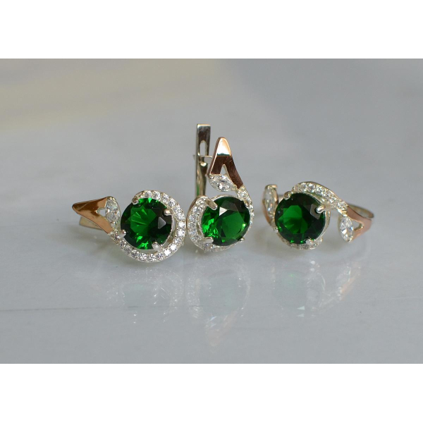 Серебряный набор с золотыми пластинами (166)