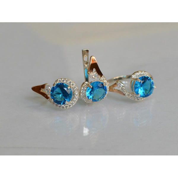 Серебряный набор с золотыми пластинами (166)