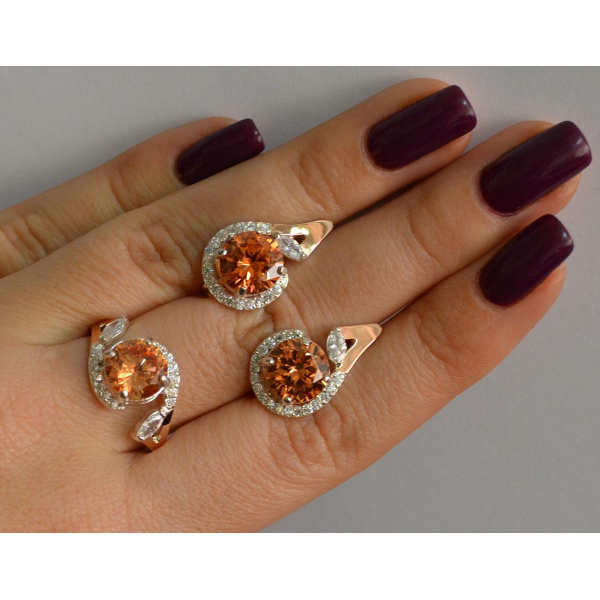 Серебряный набор с золотыми пластинами (166)