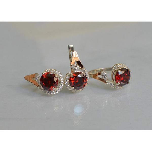 Серебряный набор с золотыми пластинами (166)