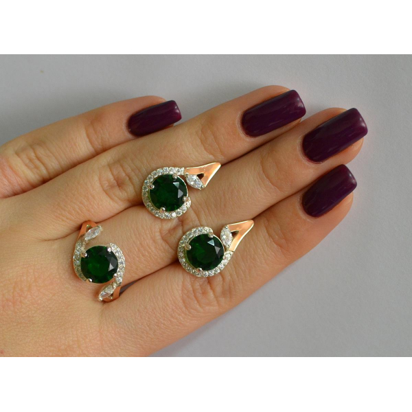 Серебряный набор с золотыми пластинами (166)