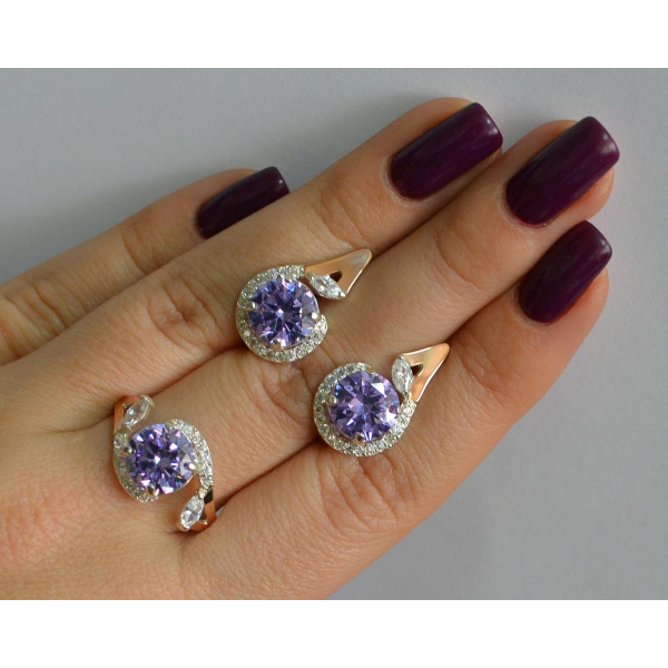 Серебряный набор с золотыми пластинами (166)