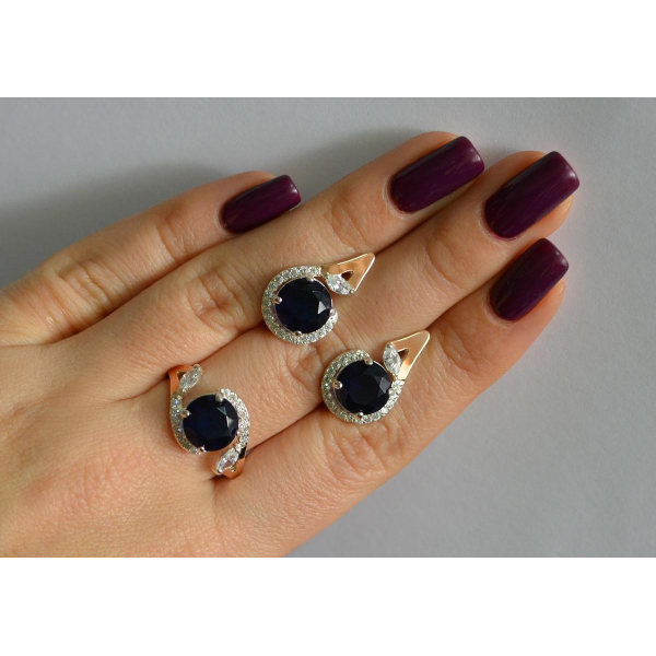 Серебряный набор с золотыми пластинами (166)