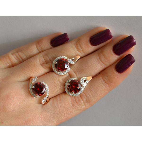 Серебряный набор с золотыми пластинами (166)