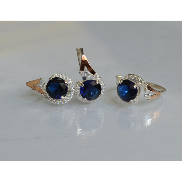 Серебряный набор с золотыми пластинами (166)