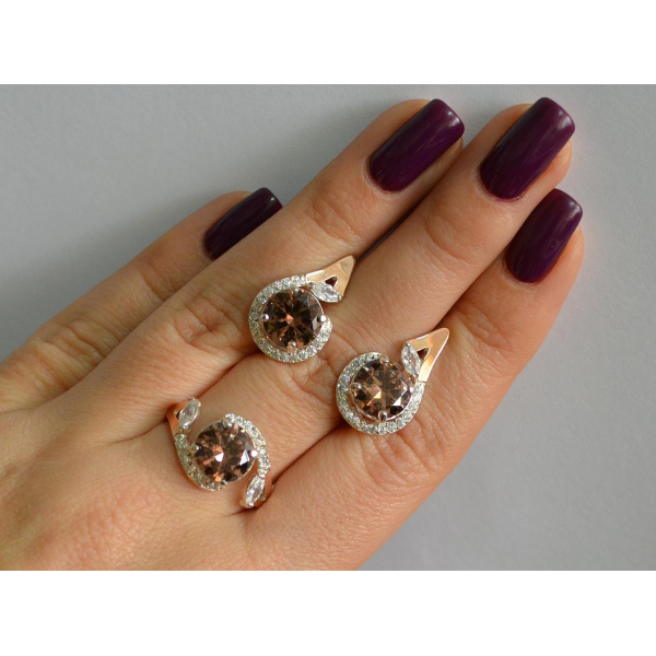 Серебряный набор с золотыми пластинами (166)