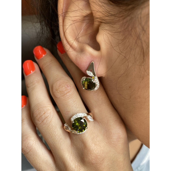 Серебряный набор с золотыми пластинами (166)