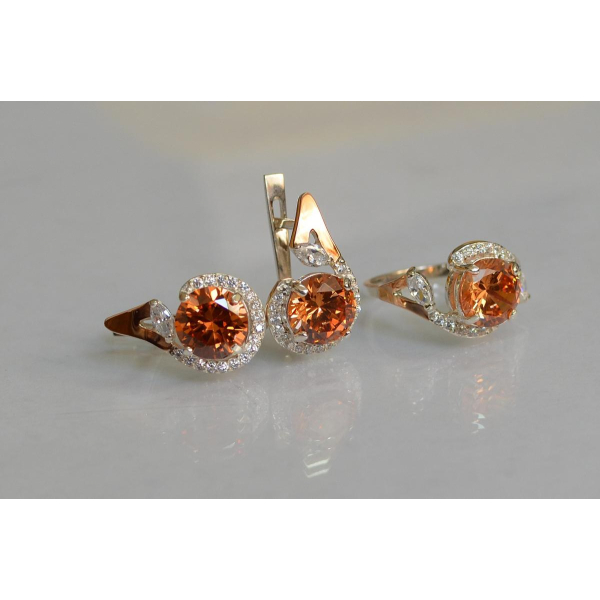 Серебряный набор с золотыми пластинами (166)