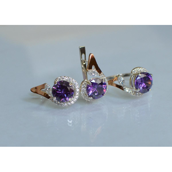 Серебряный набор с золотыми пластинами (166)