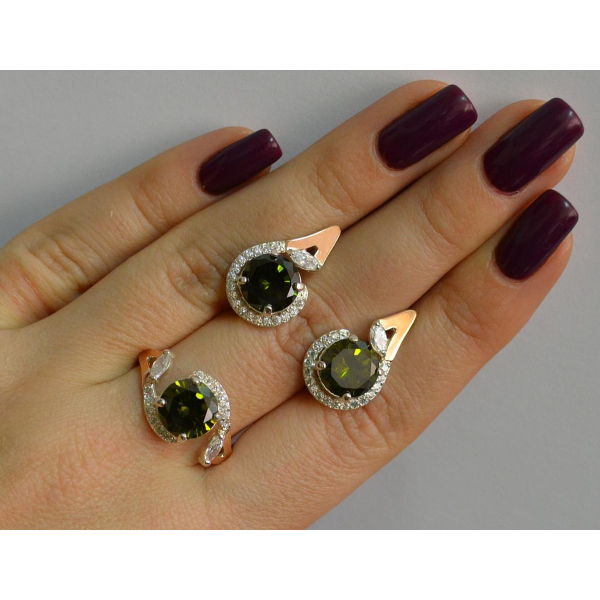 Серебряный набор с золотыми пластинами (166)