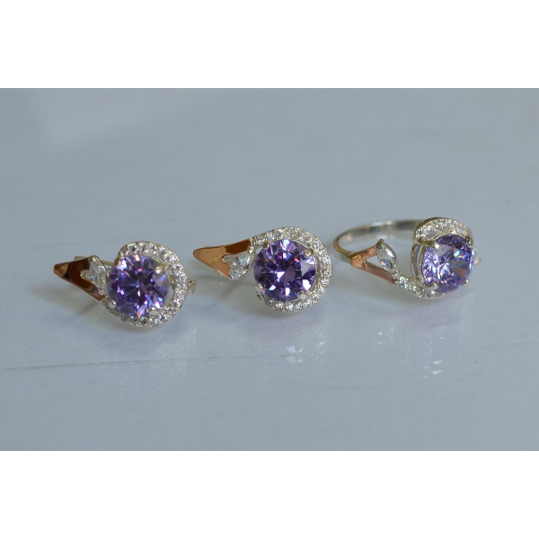 Серебряный набор с золотыми пластинами (166)