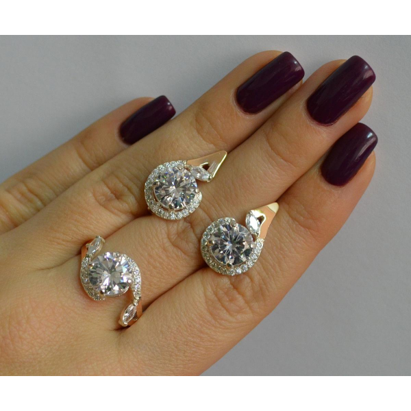 Серебряный набор с золотыми пластинами (166)