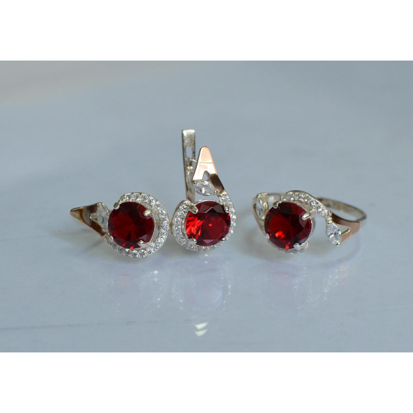 Серебряный набор с золотыми пластинами (166)