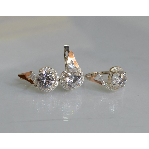 Серебряный набор с золотыми пластинами (166)