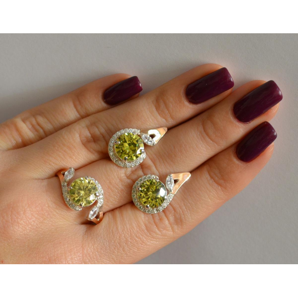 Серебряный набор с золотыми пластинами (166)