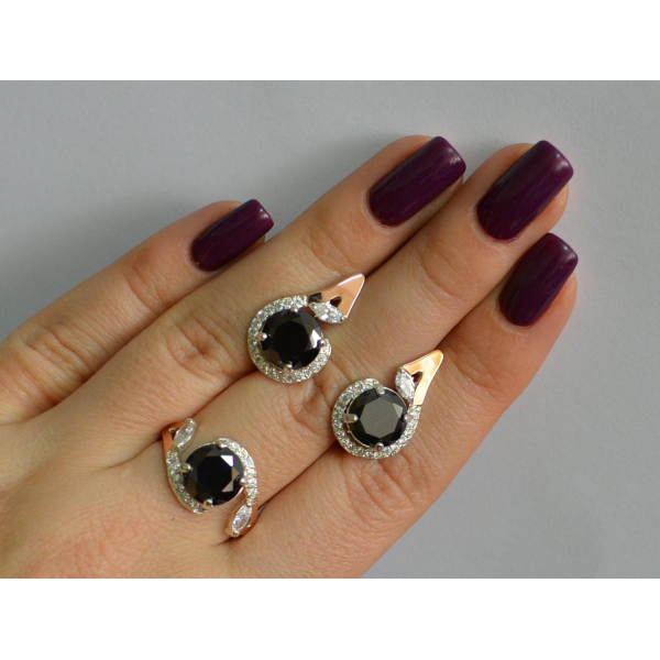 Серебряный набор с золотыми пластинами (166)