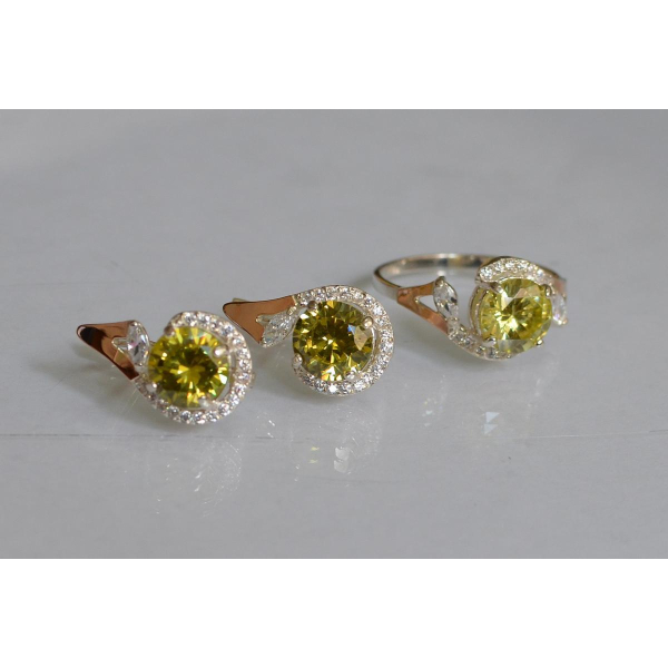 Серебряный набор с золотыми пластинами (166)