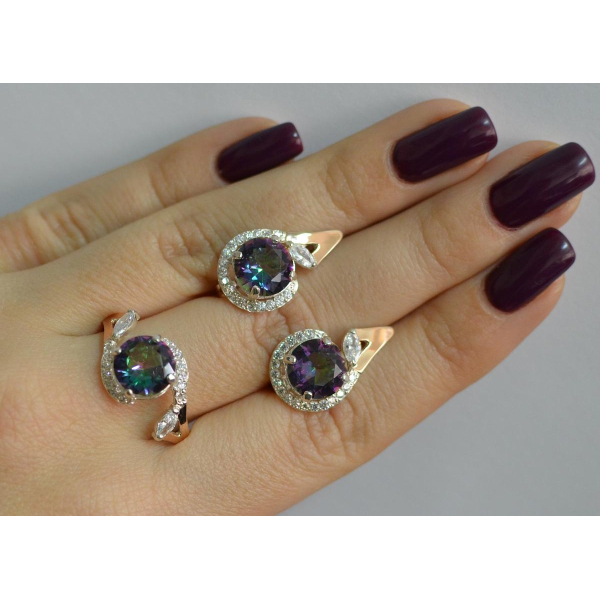 Серебряный набор с золотыми пластинами (166)