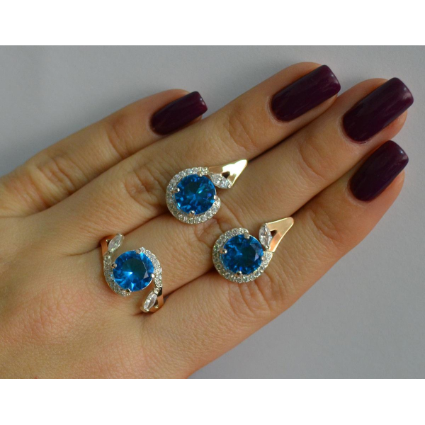 Серебряный набор с золотыми пластинами (166)