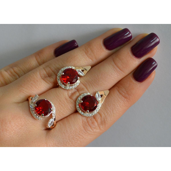 Серебряный набор с золотыми пластинами (166)