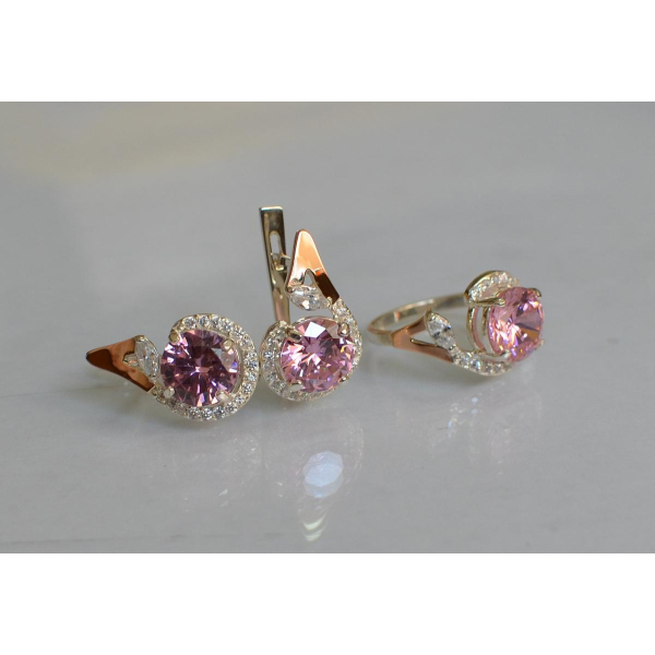 Серебряный набор с золотыми пластинами (166)