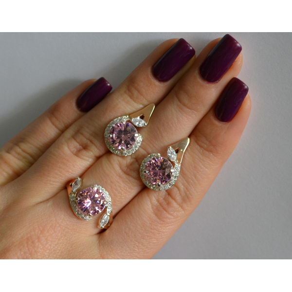 Серебряный набор с золотыми пластинами (166)