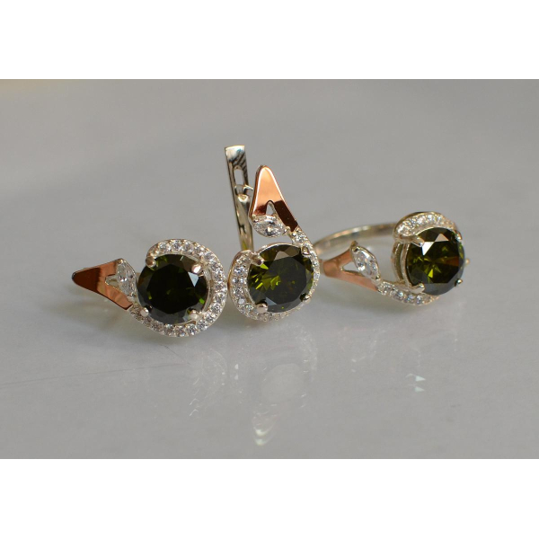 Серебряный набор с золотыми пластинами (166)