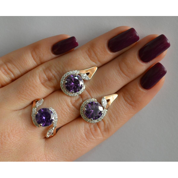 Серебряный набор с золотыми пластинами (166)