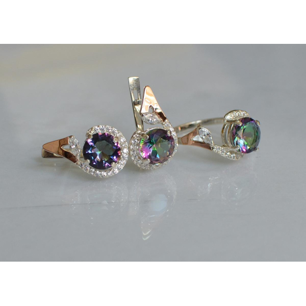 Серебряный набор с золотыми пластинами (166)