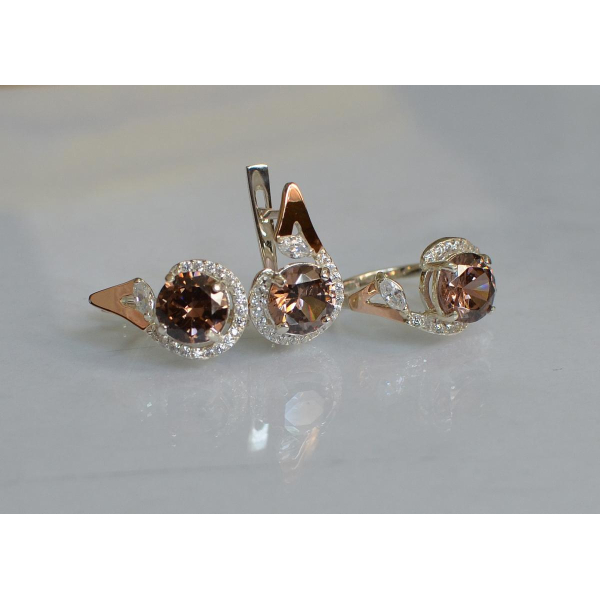 Серебряный набор с золотыми пластинами (166)