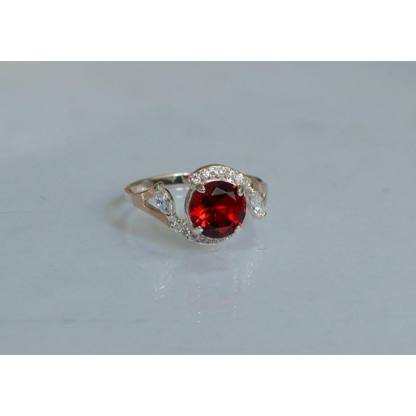 Серебряное кольцо с золотыми вставками (166к)