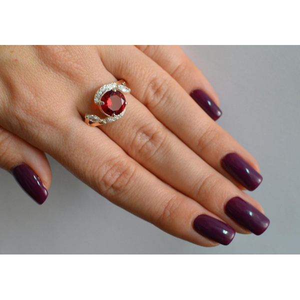 Серебряное кольцо с золотыми вставками (166к)