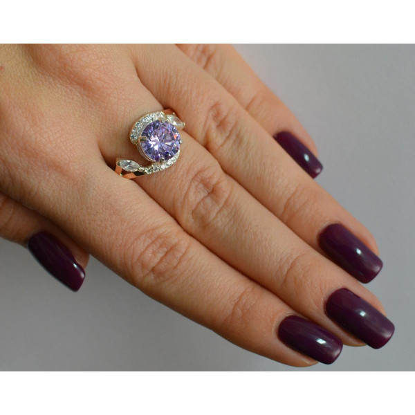 Серебряное кольцо с золотыми вставками (166к)