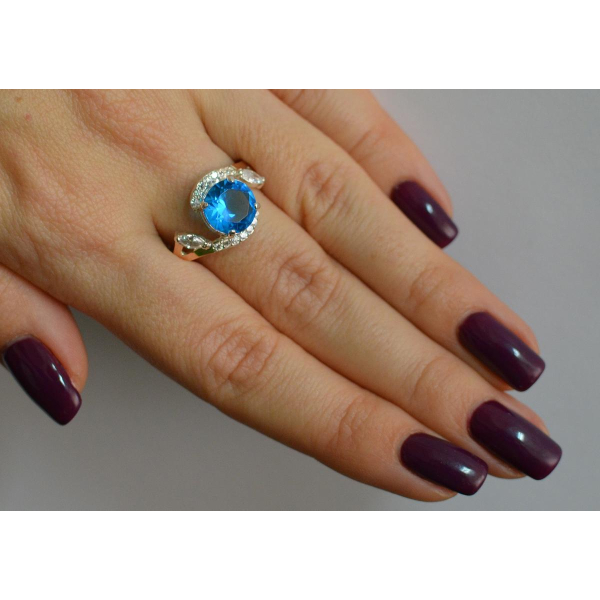 Серебряное кольцо с золотыми вставками (166к)