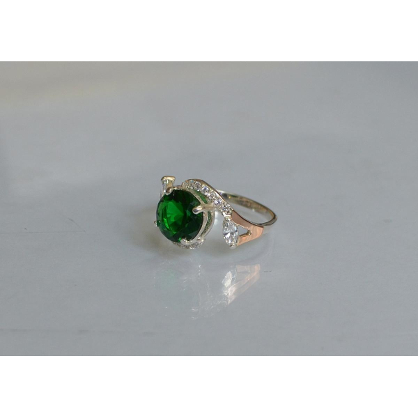 Серебряное кольцо с золотыми вставками (166к)