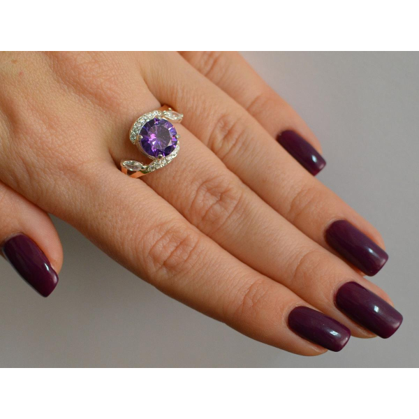 Серебряное кольцо с золотыми вставками (166к)