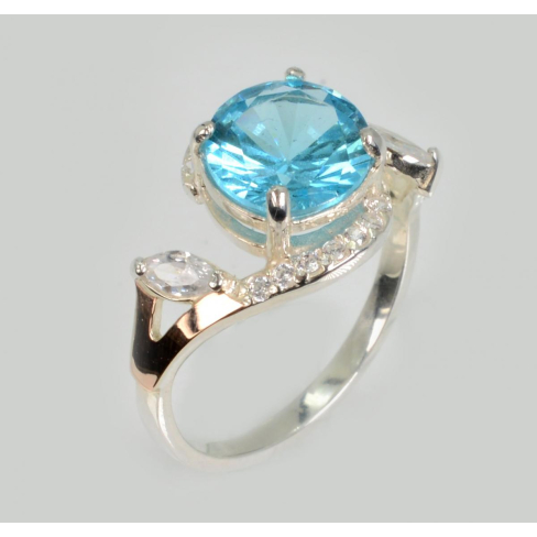 Серебряное кольцо с золотыми вставками