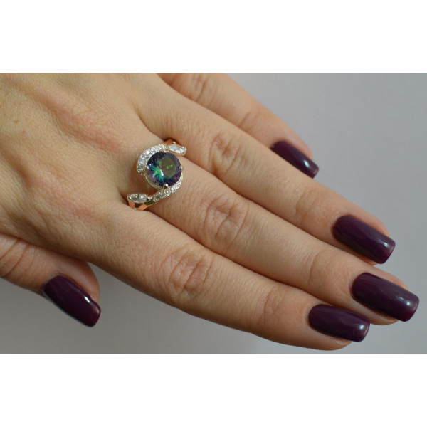 Серебряное кольцо с золотыми вставками (166к)