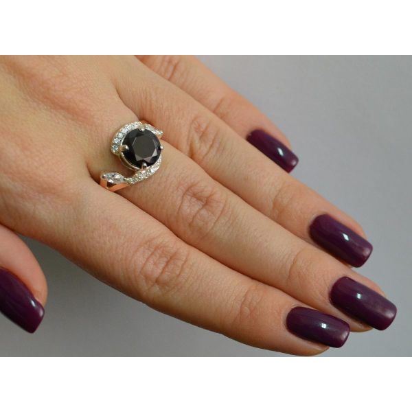 Серебряное кольцо с золотыми вставками (166к)