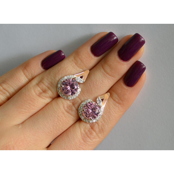 Серебряные серьги с золотыми вставками (166с)