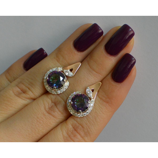 Серебряные серьги с золотыми вставками (166с)