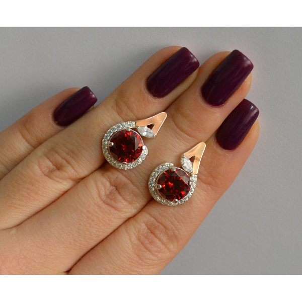 Серебряные серьги с золотыми вставками (166с)