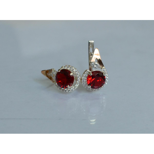 Серебряные серьги с золотыми вставками (166с)