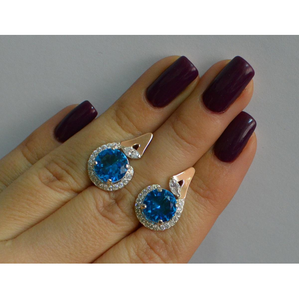 Серебряные серьги с золотыми вставками (166с)