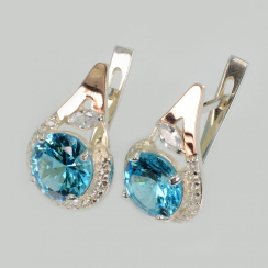 Серебряные серьги с золотыми вставками