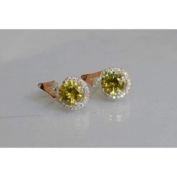 Серебряные серьги с золотыми вставками (166с)